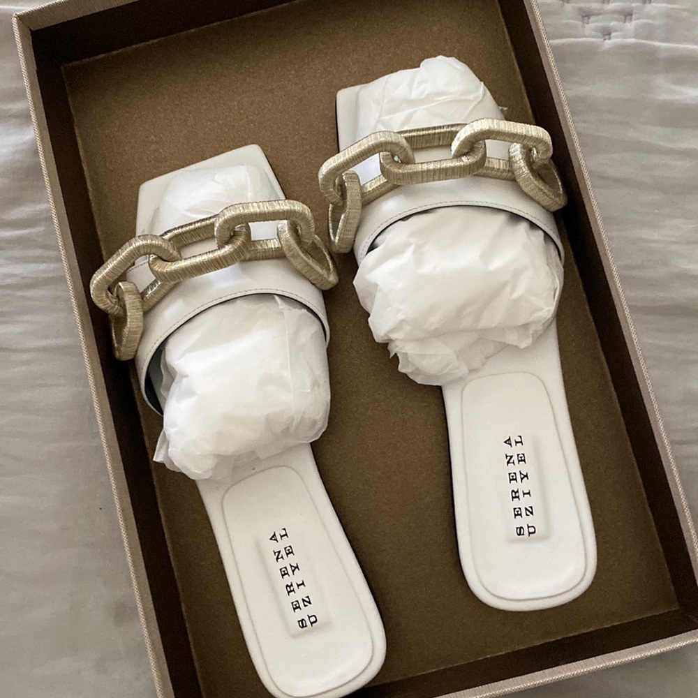 Serena uziyel catena Sandal off white & antique gold/silver mix chain